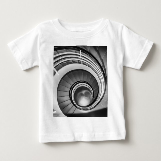 Camiseta Para Bebê Escada Circular BW (Frente)