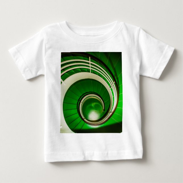 Camiseta Para Bebê Escada Circular Verde (Frente)