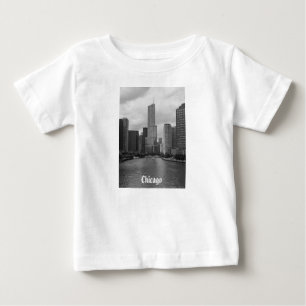 Camiseta Para Bebê Escala de Cinza do Rio Trump Tower Chicago