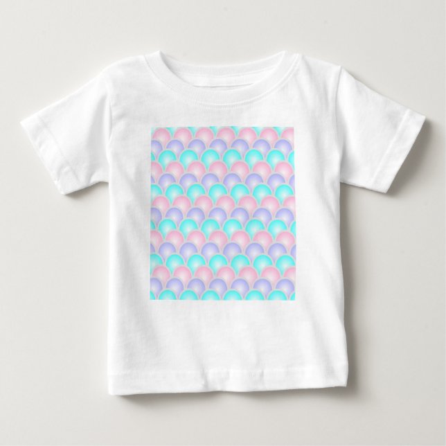 Camiseta Para Bebê escamas de sereia roxas rosa turquesa pastel bonit (Frente)