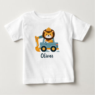 Camiseta Para Bebê Escavadeira de Leão Fofo
