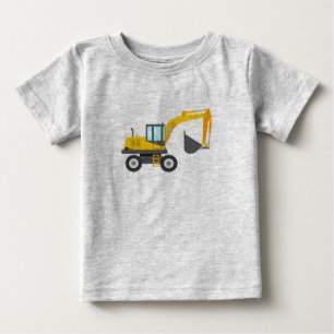 Camiseta Para Bebê Escavador Amarelo-Cinto para Crianças