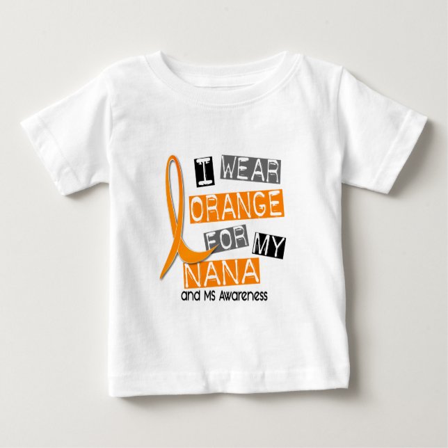 Camiseta Para Bebê Esclerose múltipla do MS eu visto a laranja para (Frente)