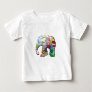 Camiseta Para Bebê Escoamento retro elefante-cônico