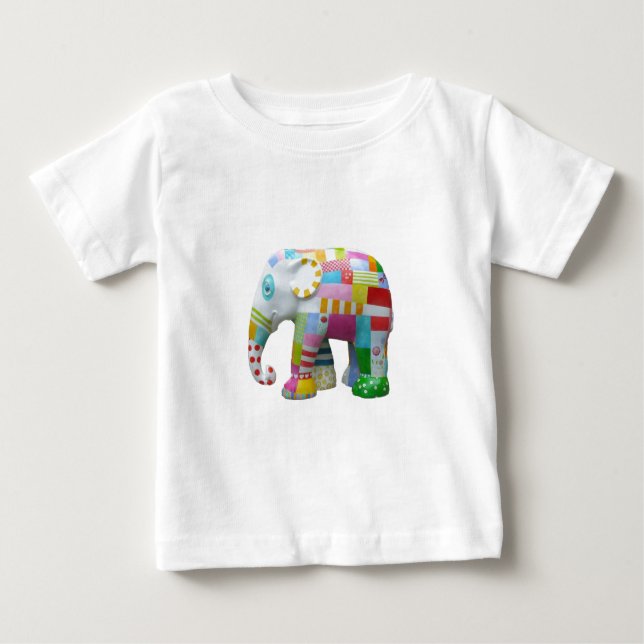 Camiseta Para Bebê Escoamento retro elefante-cônico (Frente)