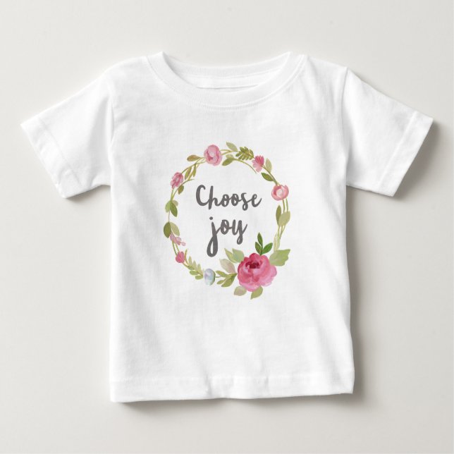 Camiseta Para Bebê Escolha rosas Pastel cor-de-rosa da alegria | (Frente)