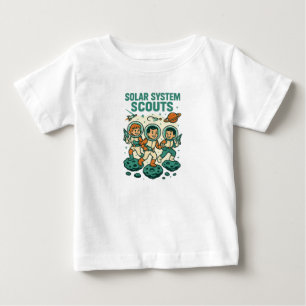 Camiseta Para Bebê Escoteiros do Sistema Solar - Aventura Entre as Es