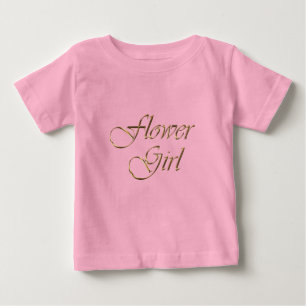 Camiseta Para Bebê Escrita dourada da Flower Girl elegante rosa-chic