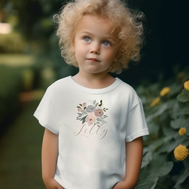 Camiseta Para Bebê Escrito Quadrado Quadrado Branco Rosa-Rosa-Cinzent (Criador carregado)