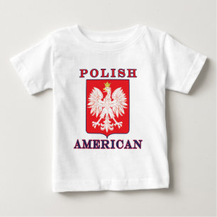 Camiseta Para Bebê Escudo polonês americano da águia