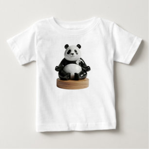 Camiseta Para Bebê Escultura de Panda para Sala de Estar Zen Moderna