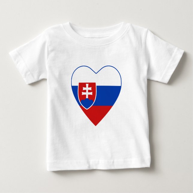 Camiseta Para Bebê Eslováquia Flag Heart Shirt (Frente)