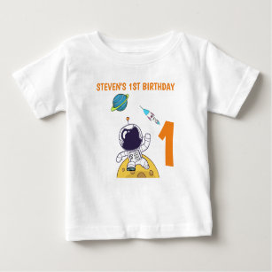 Camiseta Para Bebê Espaçador Explorando o primeiro aniversario do Esp