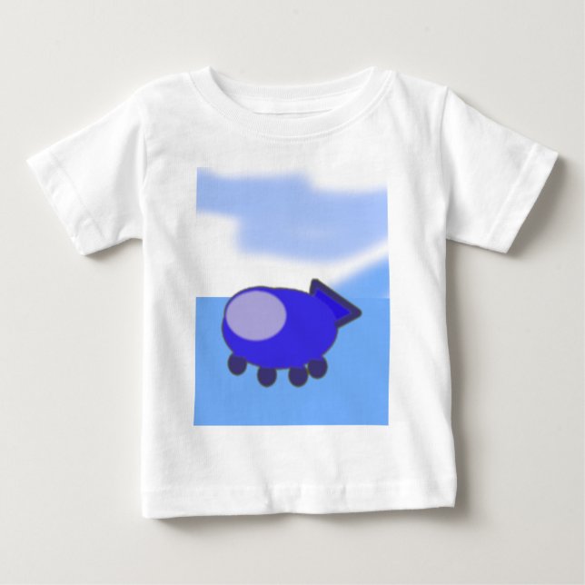 Camiseta Para Bebê Espachante azul-esbranquiçado em nuvens azuis fran (Frente)