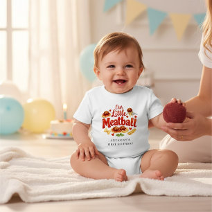 Camiseta Para Bebê Espaguete de Almôndega Fofa Aniversário de Um Ano