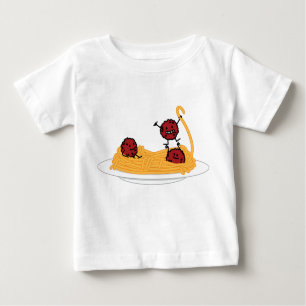 Camiseta Para Bebê Espaguete e almôndegas massas macarrão-macarrão co