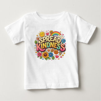 Camiseta Para Bebê Espalhe Bondade – Lindo Arco-íris Floral
