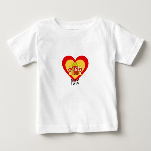 Camiseta Para Bebê Espanha/coração bandeira-inspirado espanhol (Frente)