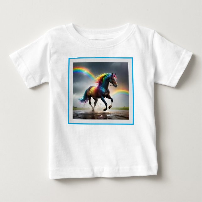 Camiseta Para Bebê Espectro de Graça: Cavalo Arco-íris Sob Arco-íris (Frente)