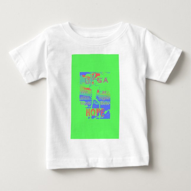 Camiseta Para Bebê Esperança dos EUA: Neon Lemon & Orange Art (Frente)