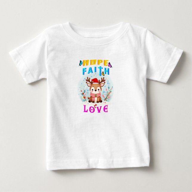 Camiseta Para Bebê Esperança Fé Amor (Frente)