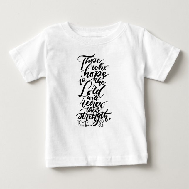 Camiseta Para Bebê Esperança no senhor Escovadela Roteiro (Frente)