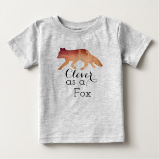 Camiseta Para Bebê Esperto como uma Raposa Tipográfica Aquarela