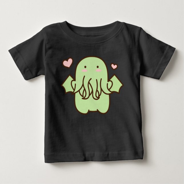 Camiseta Para Bebê Espeta bonita do Halloween de Cthulhu Lovecraft (Frente)