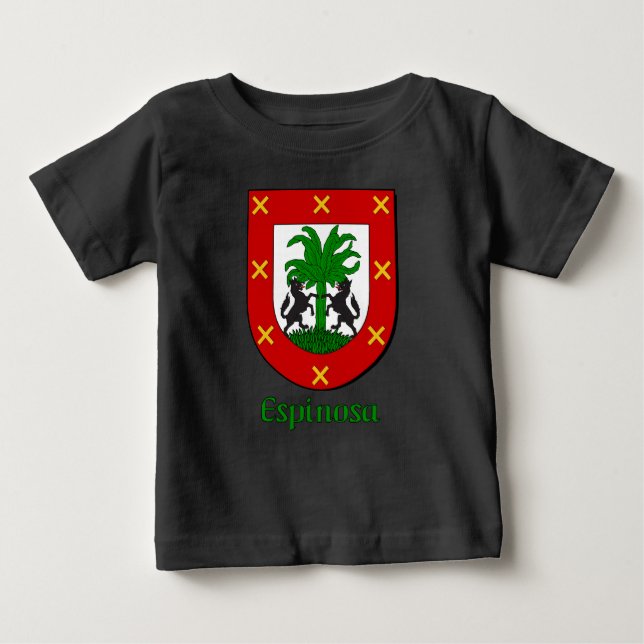 Camiseta Para Bebê Espinosa Family Shield Criança Organic Creeper (Frente)