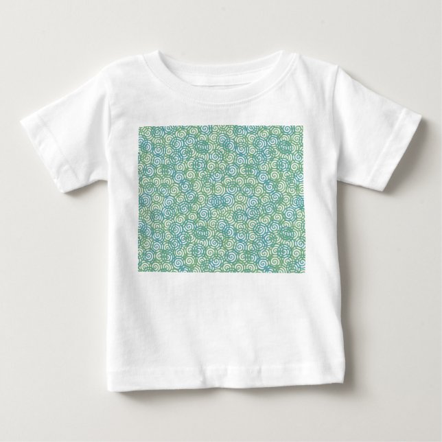 Camiseta Para Bebê Espirais Verdes Azuis (Frente)