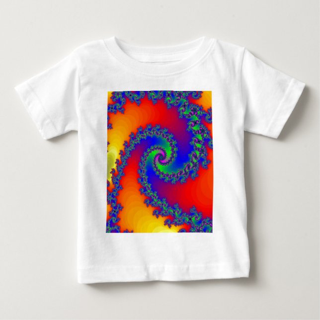 Camiseta Para Bebê Espiral Fractal Colorida: (Frente)