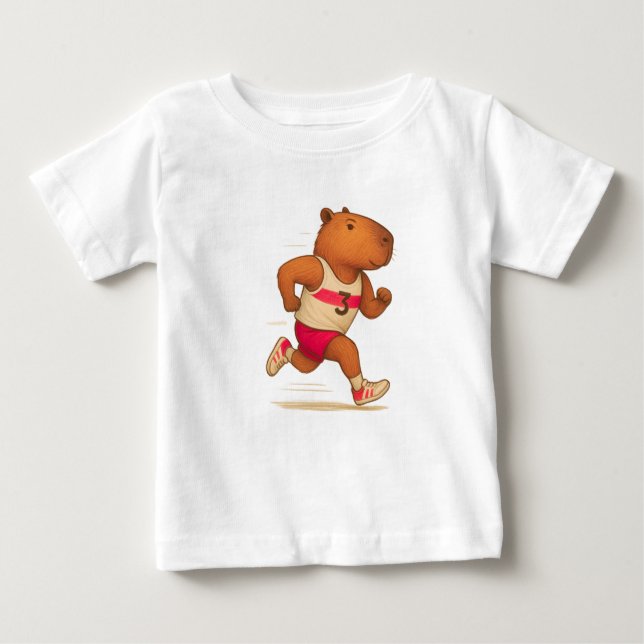 Camiseta Para Bebê Espírito de Corrida: Capybara na Corrida (Frente)