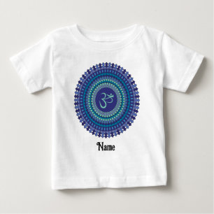 Camiseta Para Bebê Espiritual Mandala Om Purple Aqua Blue Personaliza