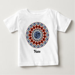 Camiseta Para Bebê Espiritual Mandala Yoga Om Rust Blue Personalizado