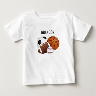 Camiseta Para Bebê Esportes - Bolas Personalizadas