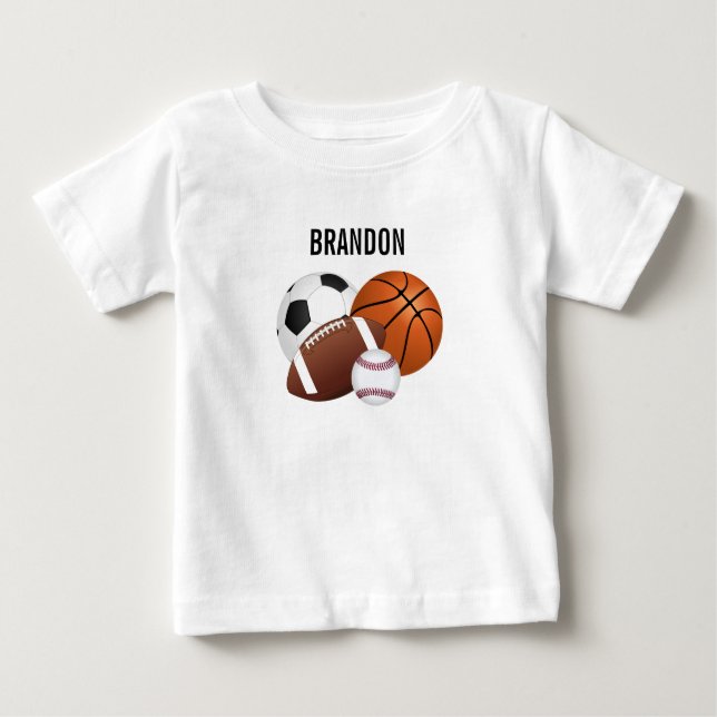 Camiseta Para Bebê Esportes - Bolas Personalizadas (Frente)