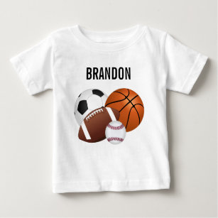 Camiseta Para Bebê Esportes - Bolas Personalizadas