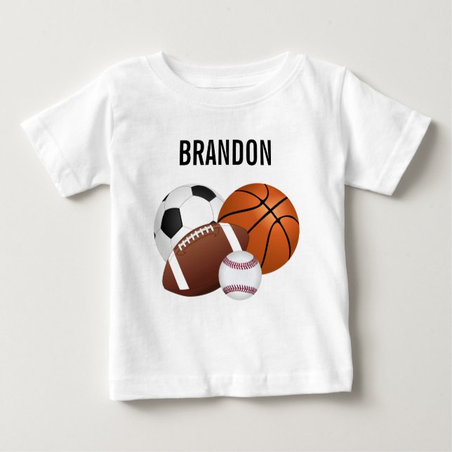 Camiseta Para Bebê Esportes - Bolas Personalizadas (Frente)