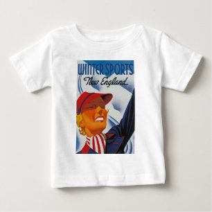 Camiseta Para Bebê Esportes de Inverno Nova Inglaterra