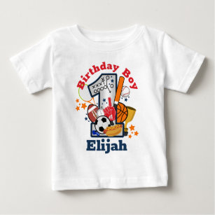 Camiseta Para Bebê Esportivo Aniversário Todos Estrelas Primeira Cami