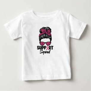 Camiseta Para Bebê Esquadrão de Apoio Cabelo Desgrenhado Rosa Guerrei