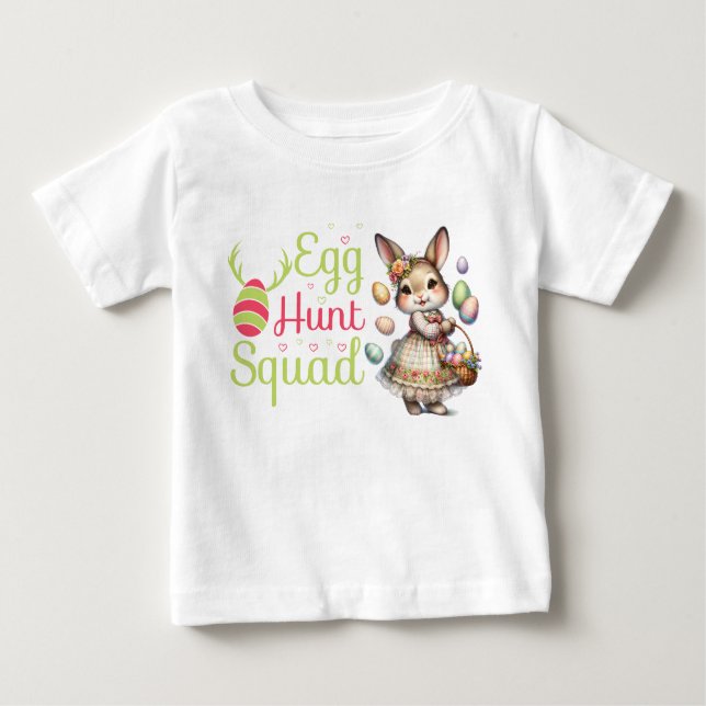 Camiseta Para Bebê Esquadrão de Caça de Ovos de Páscoa (Frente)