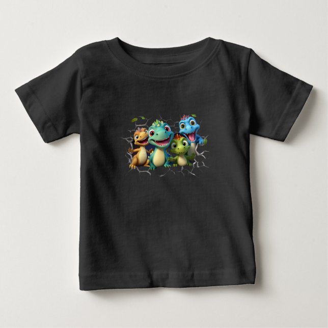 Camiseta Para Bebê "Esquadrão de Dinossauro Adorável" (Frente)