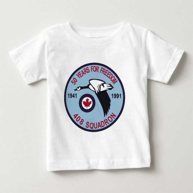 Camiseta Para Bebê Esquadrão Escadron do remendo 408 da RCAF 50 anos (Frente)