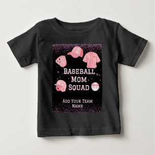 Camiseta Para Bebê Esquadrão Mãe de Baseball Personalizado com Número
