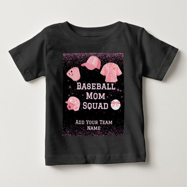 Camiseta Para Bebê Esquadrão Mãe de Baseball Personalizado com Número (Frente)