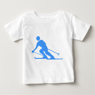 Camiseta Para Bebê Esqui - Azul bebê