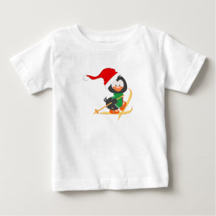 Camiseta Para Bebê Esqui do pinguim do Natal