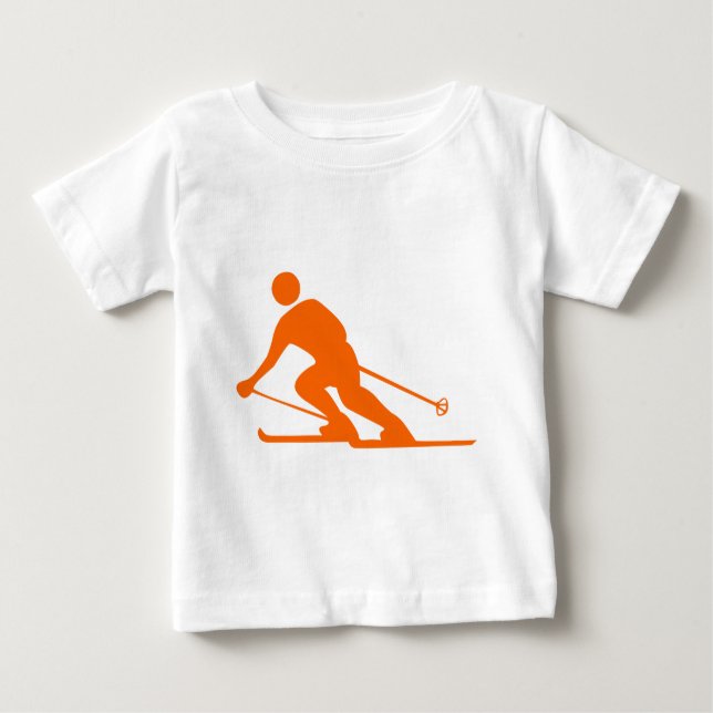 Camiseta Para Bebê Esqui - Laranja (Frente)