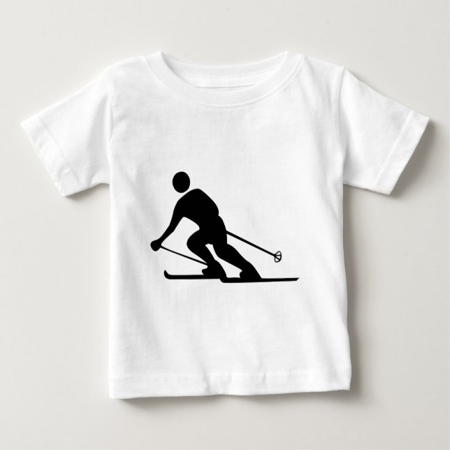 Camiseta Para Bebê Esqui - Preto (Frente)